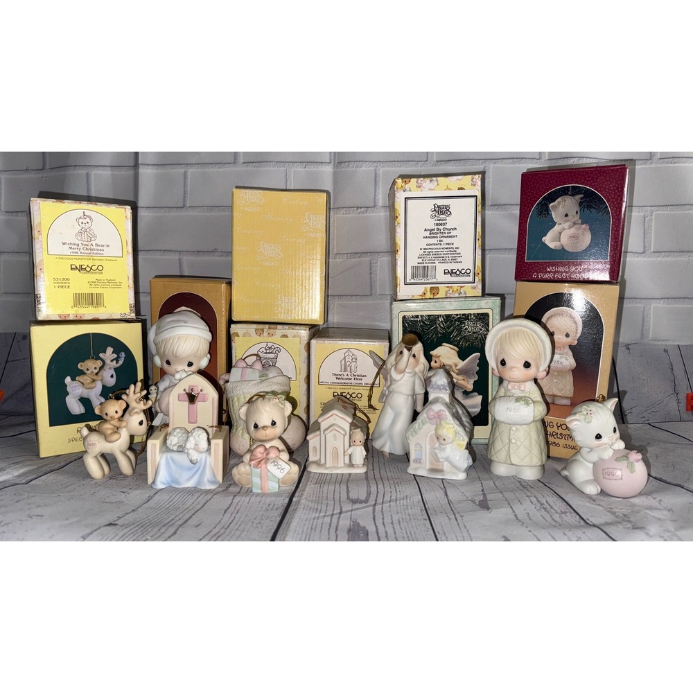 Precious Moments Vintage Christmas Ornament Figurine Lot Enesco